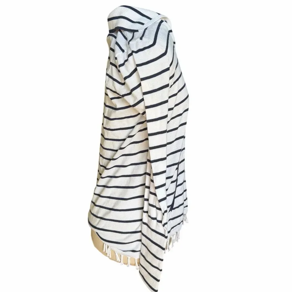 Lilly Pulitzer Crestwood Sweater | Navy Maritime Stripe | Fringe Hem | Size S - Picture 3 of 7